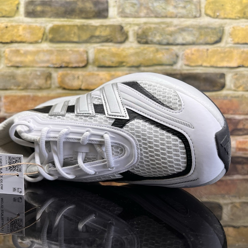 Mens 8.5 - Adidas Lightblaze Glow Lightstrike Cloud White Matte Silver Black - Picture 3 of 8